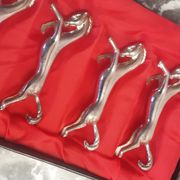 Set de 6 portes couteaux chevaux en chrome argenté- vintage