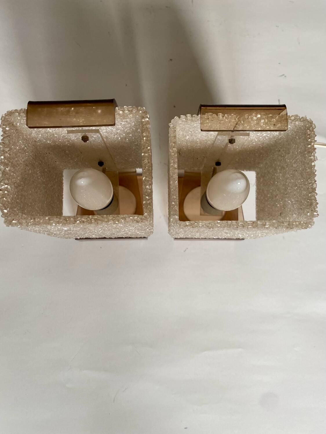 Pair of 70s plexiglas wall lights