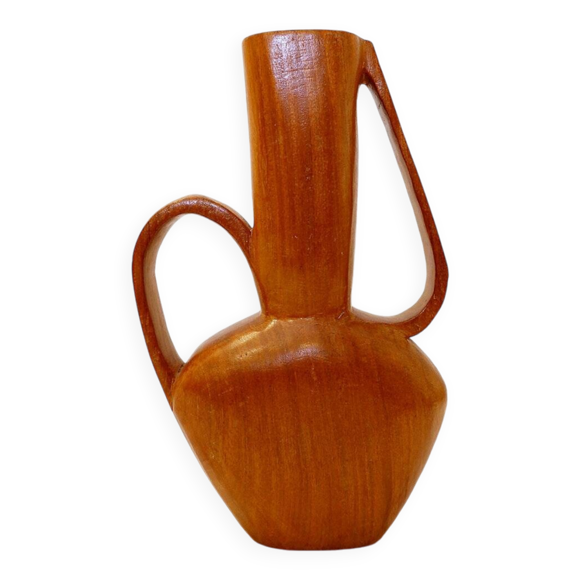 Scandinavian vintage carved teak vase, 1960