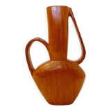 Scandinavian vintage carved teak vase, 1960