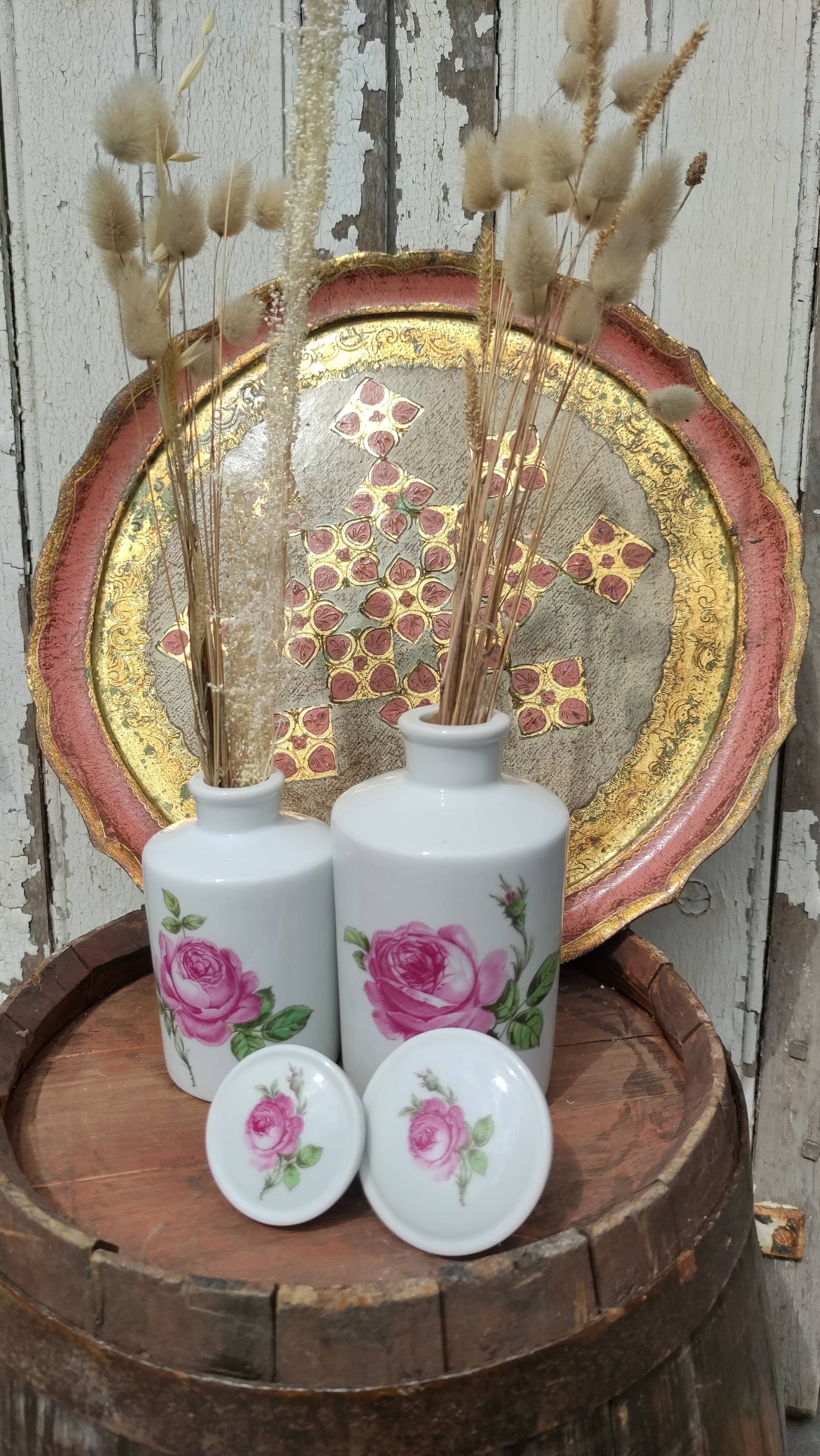 Antique white porcelain bottles