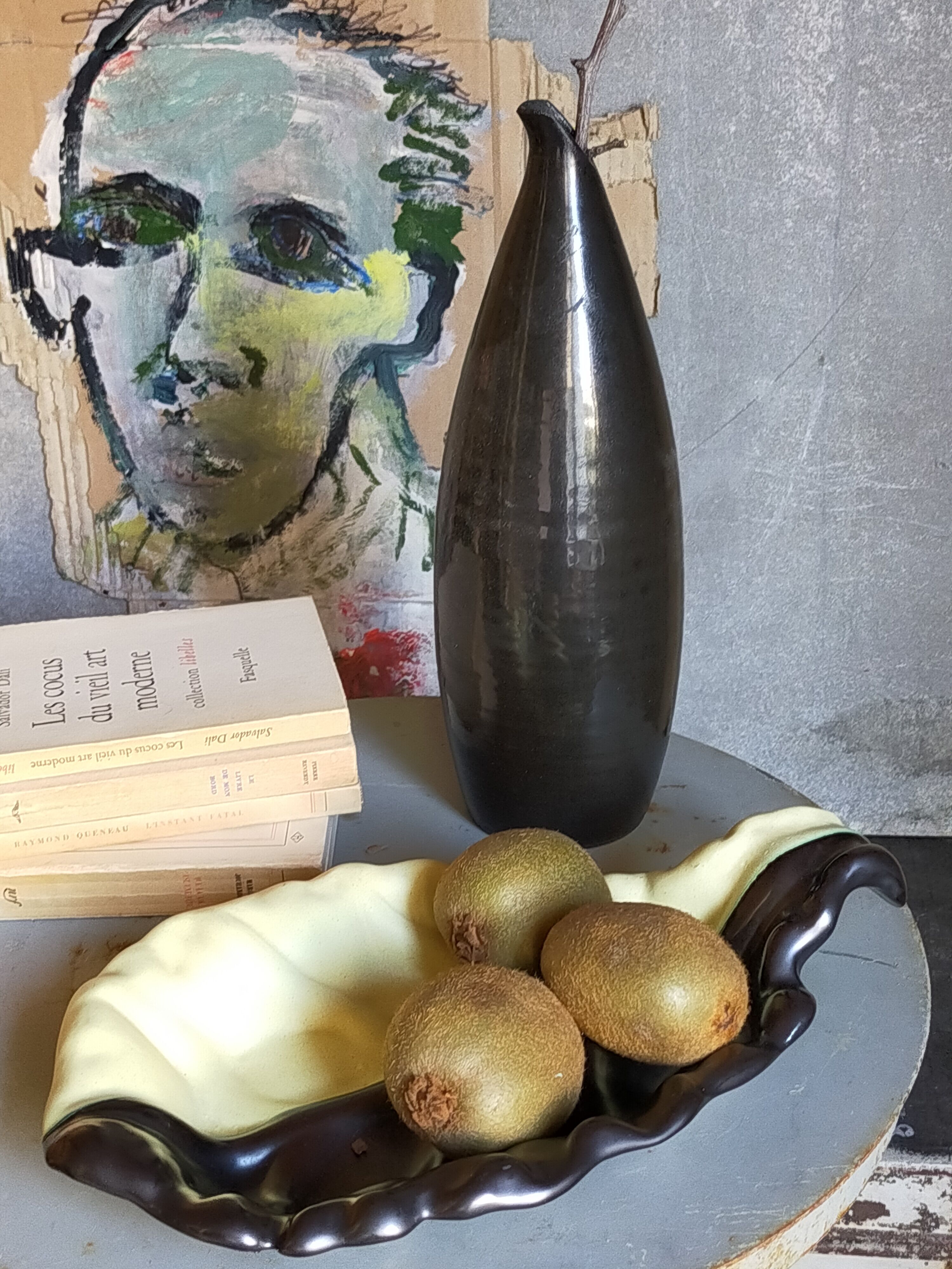 Cut empty-pockets ceramic two-tone atelier cerenne in vallauris 50s