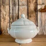 White iron earth soup tureen Sarreguemines