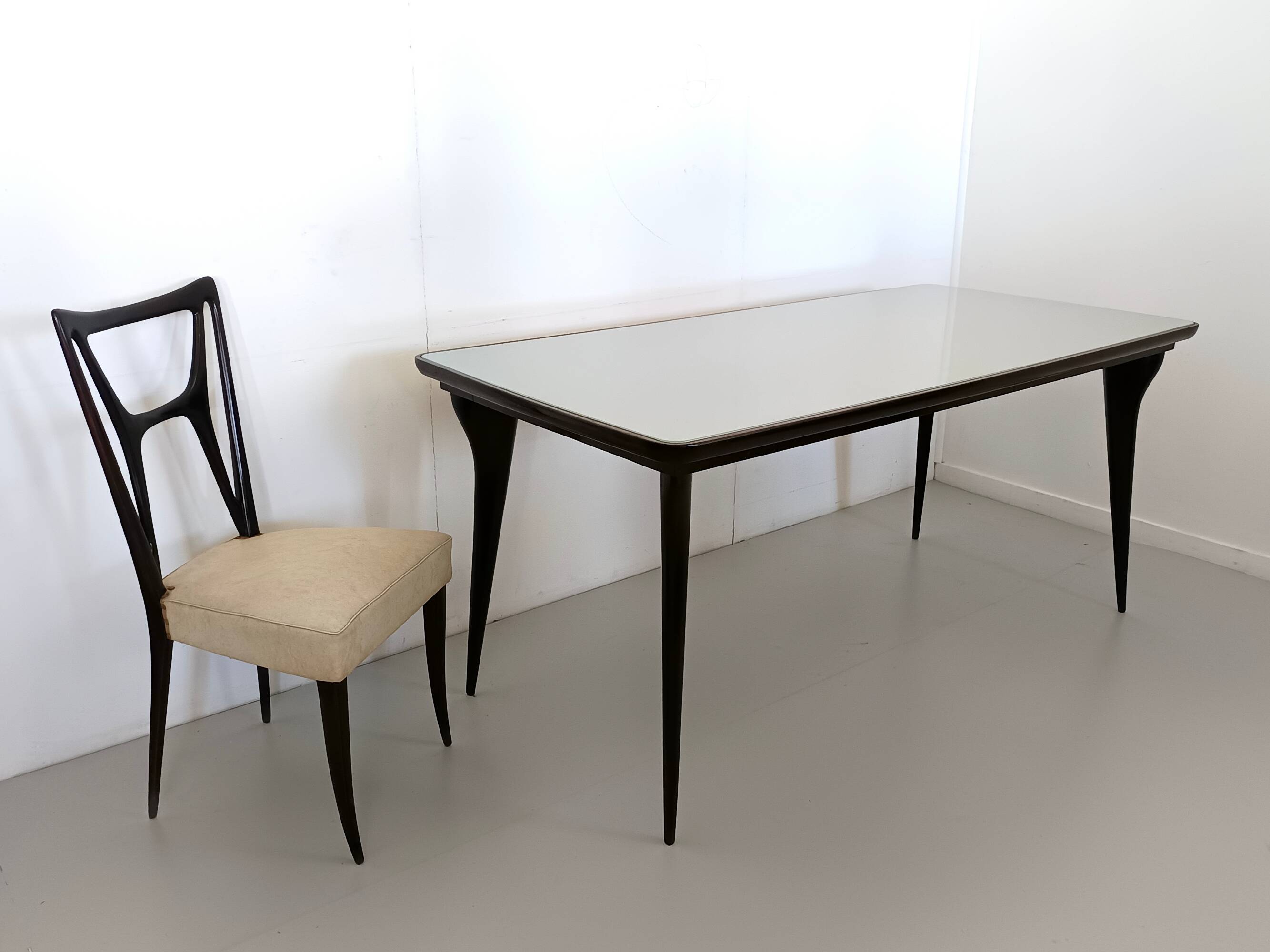 Dining Table with a Pale Green Glass Top