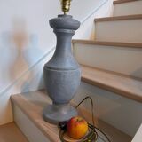 Vintage baluster lamp in zinc gray wood