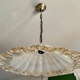 Suspension Murano frosted glass with orange splashes