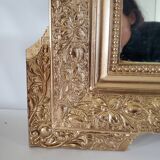 Miroir ancien à crêtes en bois doré 72x96cm