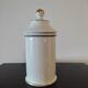 Pharmacy / apothecary pot in white earthenware decorated with gold net, "Catharan: Roseus signed Limoges