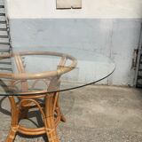 Table à manger rotin et verre