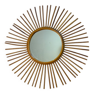 Miroir soleil en rotin - rond