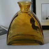 Vintage thick amber glazed glass carafe vase