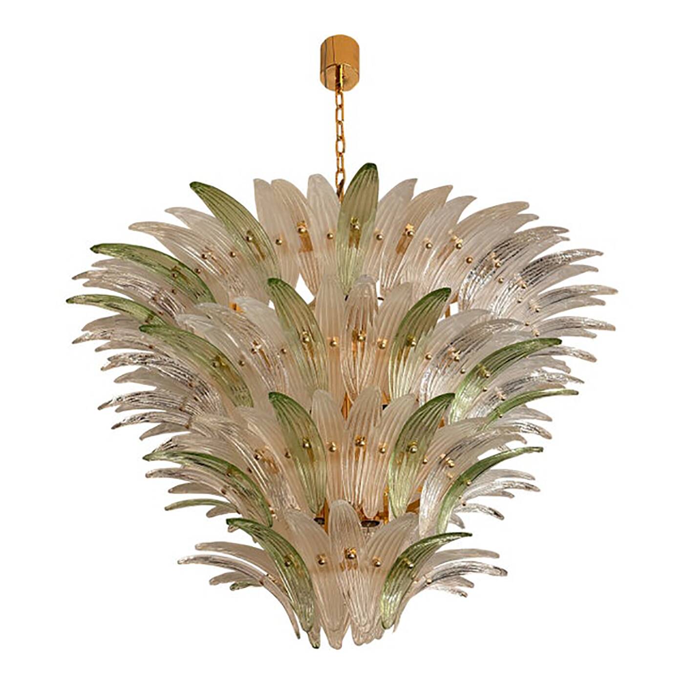 Sputnik Glass Palmetta Chandelier Clear and Green