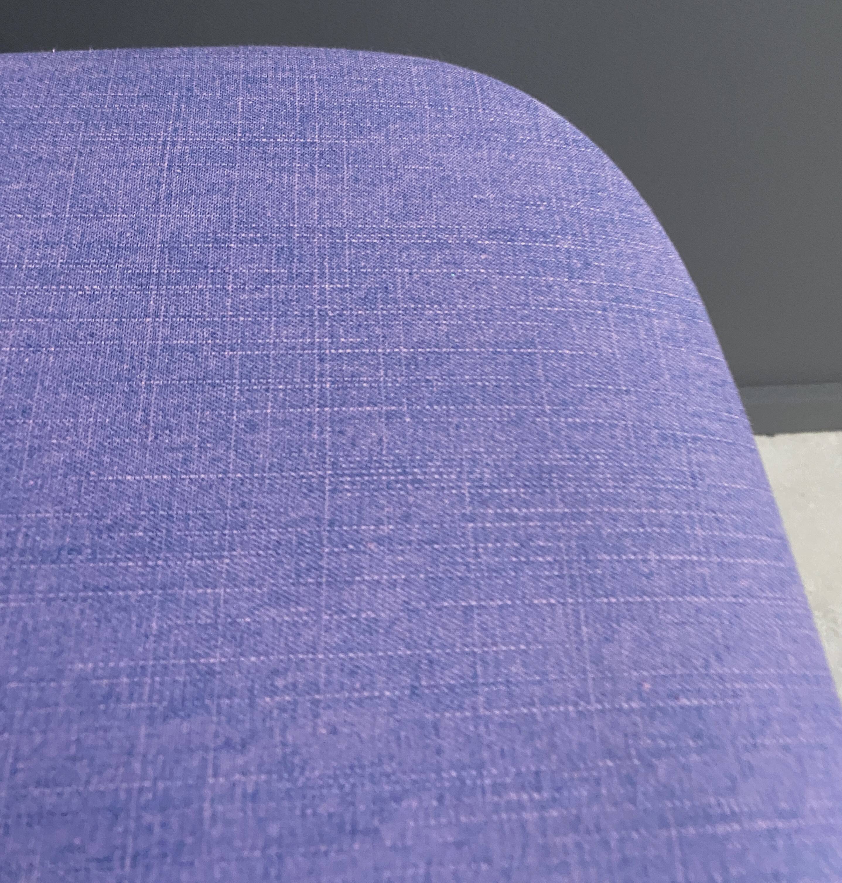 set of 6 kitchen chairs, wood and purple upholstery 1960s