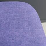 set of 6 kitchen chairs, wood and purple upholstery 1960s