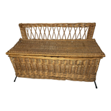 Vintage rattan chest bench child circa 1960