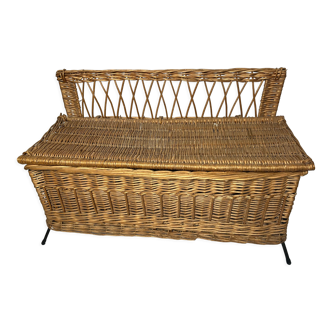 Vintage rattan chest bench child circa 1960
