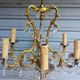 Antique cage chandelier in gilded bronze and crystal, 6 lights / working condition l gau