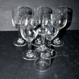 Portieux lot de 6 verres à liqueur anciens modèle ferdinand rubans et guirlandes de fleurs 1910