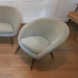 Armchair cocktail shell round 50 years 60 gray green