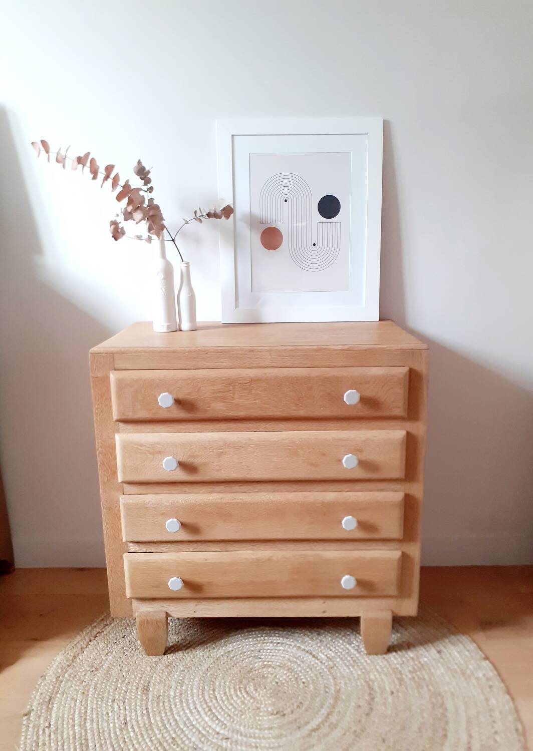 Fifties solid oak chest of drawers