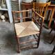Corner chair in turned wood and straw