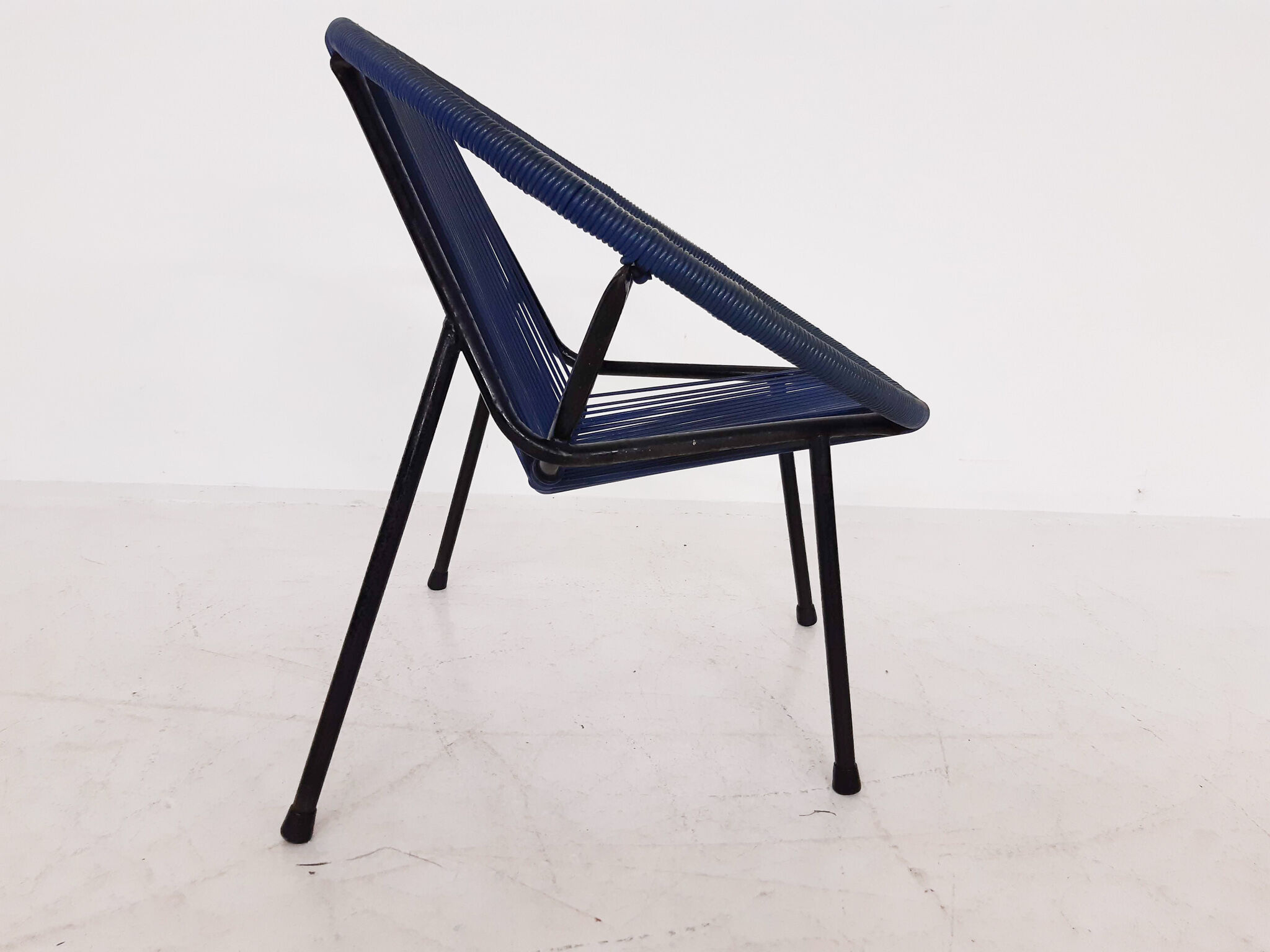 Mid-century plastic thread outdoor club chair