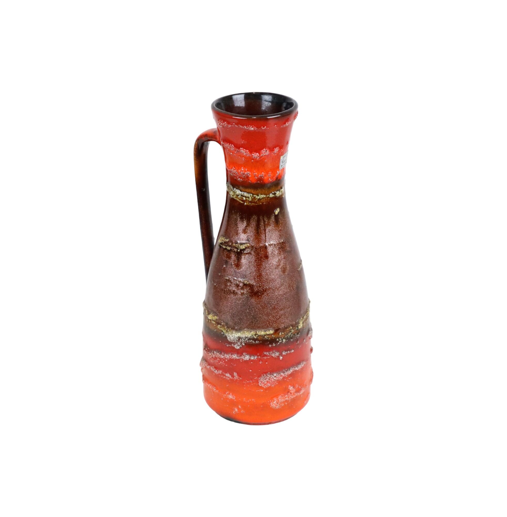 Fat lava vase Carstens west germany red orange drip glaze 6013-30