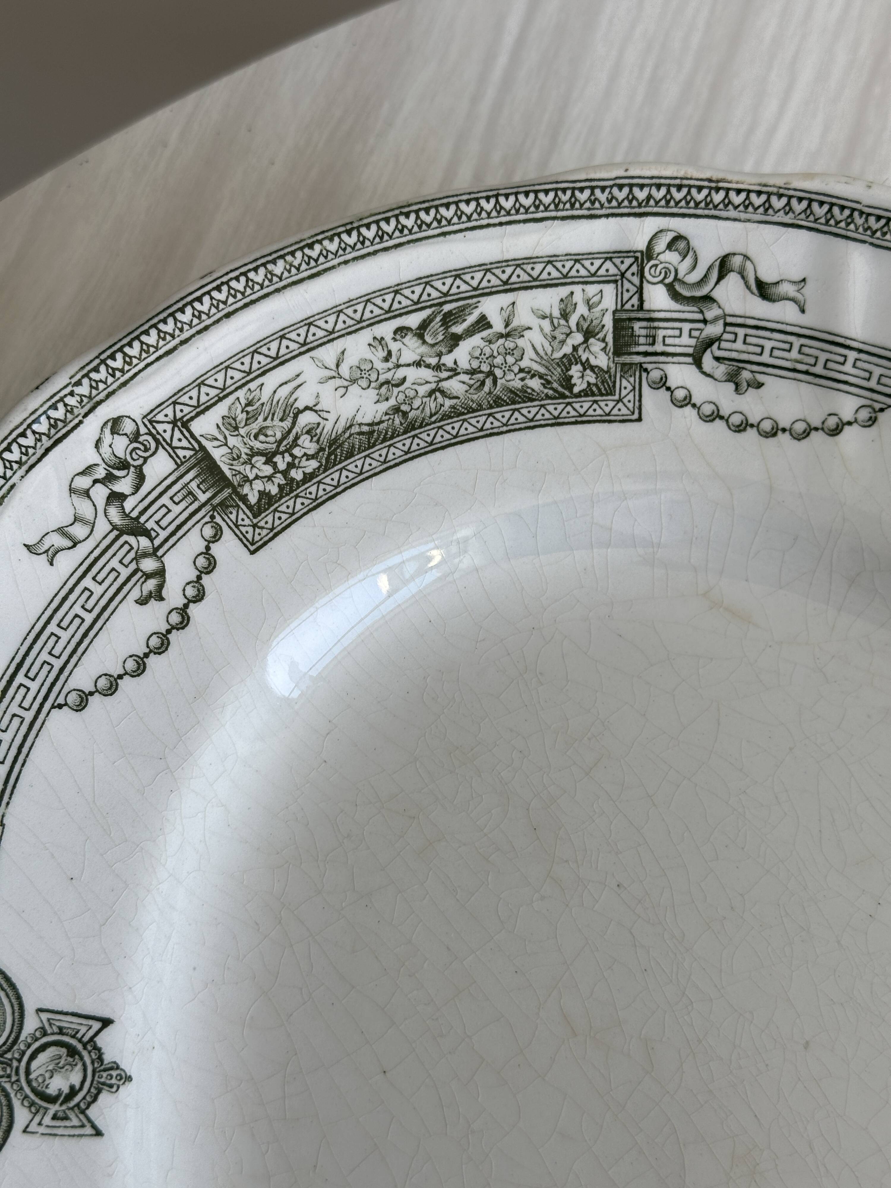 Antique oval earthenware dish
