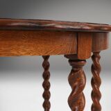 Solid Oak Carved and Turned Side Table, France, ca. 1890