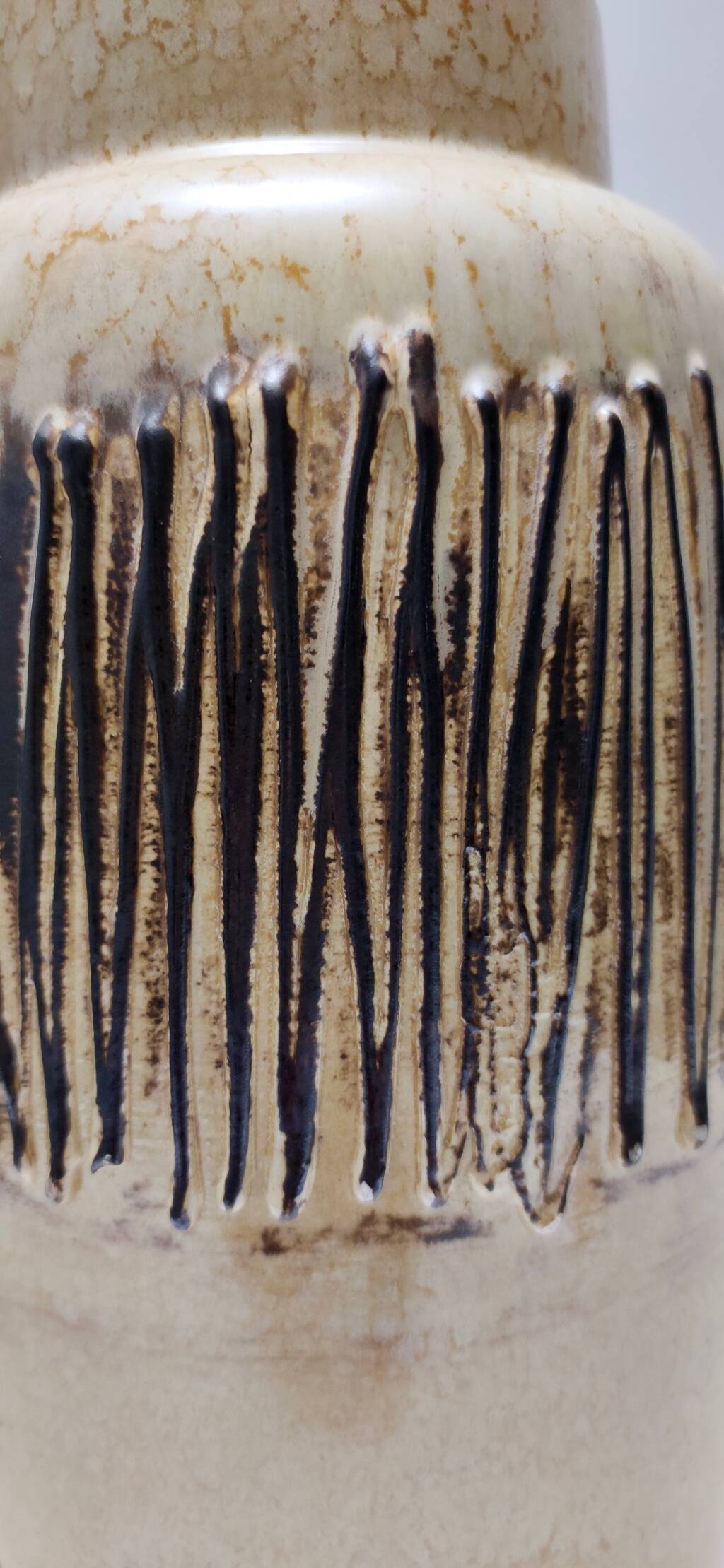 Handmade Beige and Black Glazed Ceramic Vase, Germany