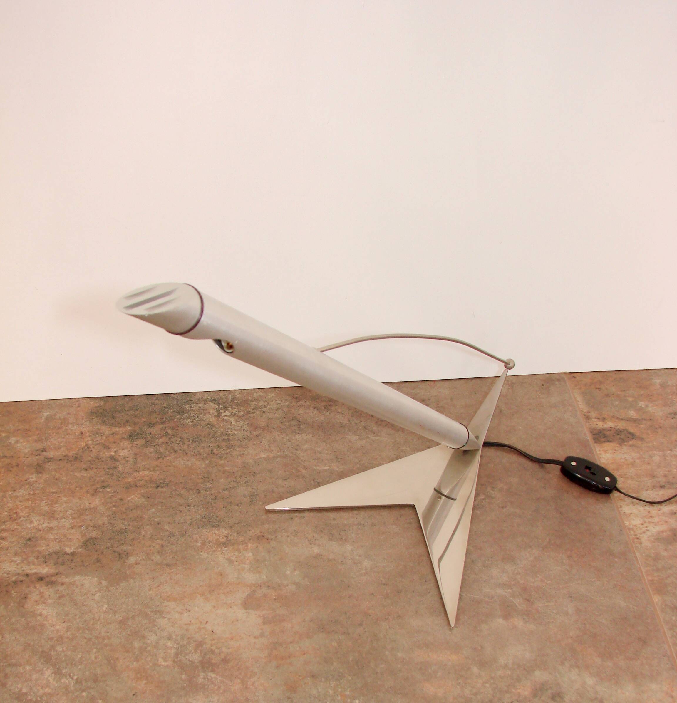 1990s Space Age lamp, nickel-plated brass and aluminium, 40 cm