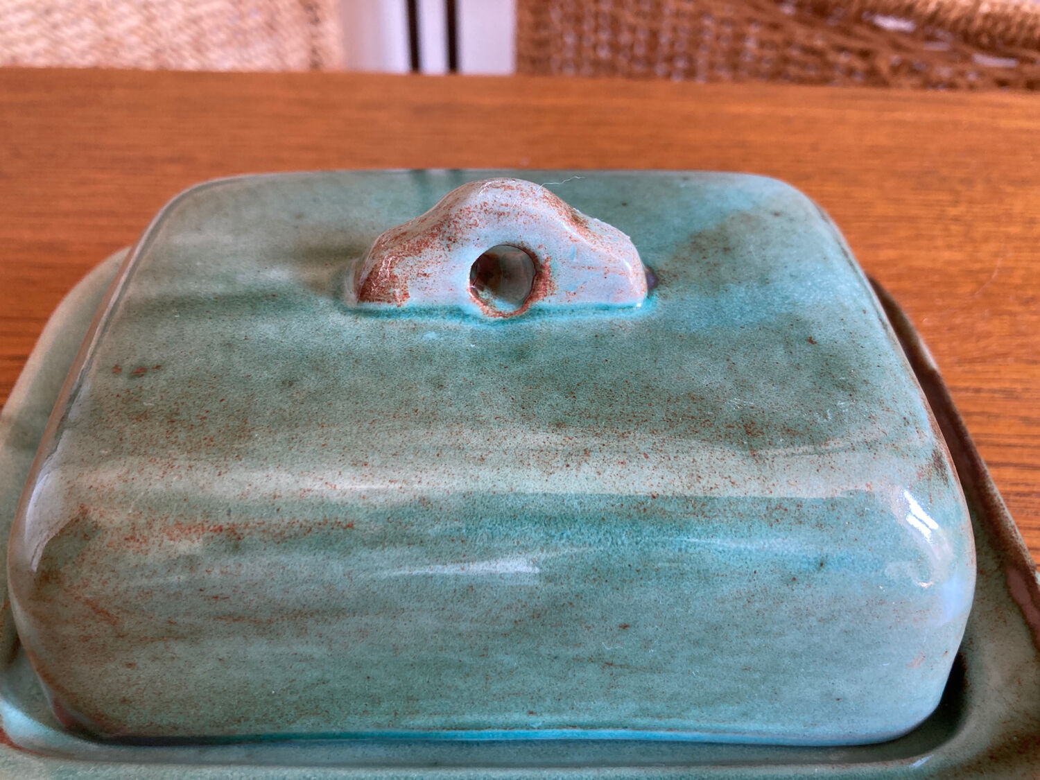 Glazed terracotta butter dish