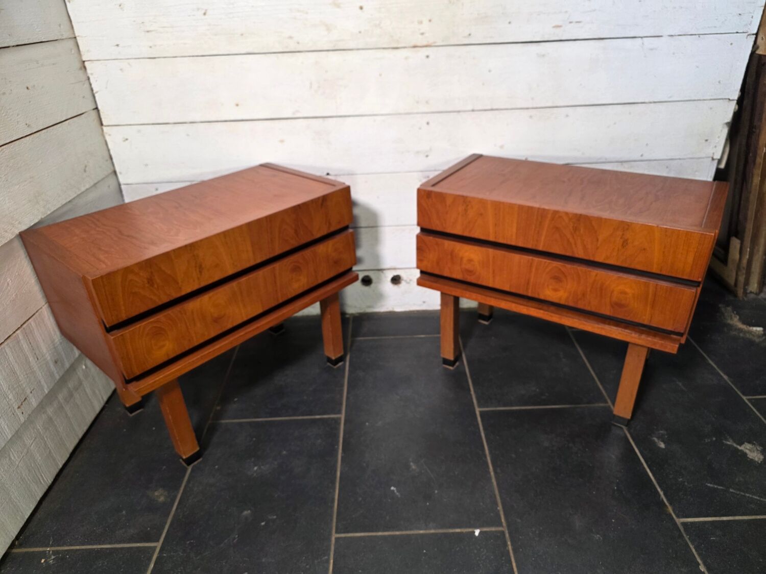 Pair of Scandinavian teak bedside tables from the 1960s.