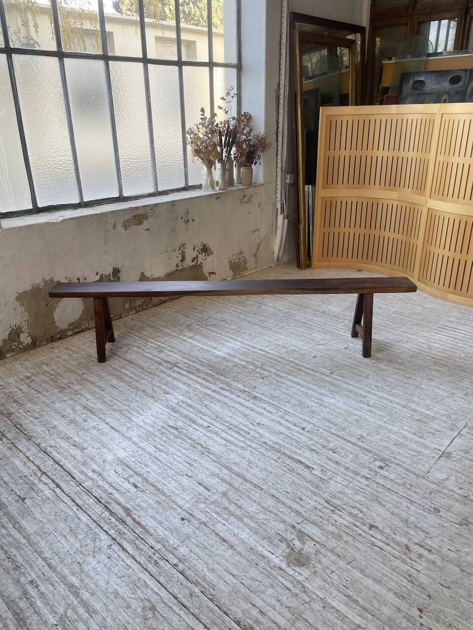 Solid oak bench 230 cm