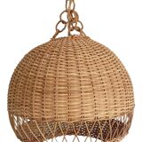 Rustic Wicker Pendant Lamp, Handcrafted in Spain, 40cm Diameter, 1970s