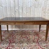 Bureau plat de style Louis XVI cuir noir