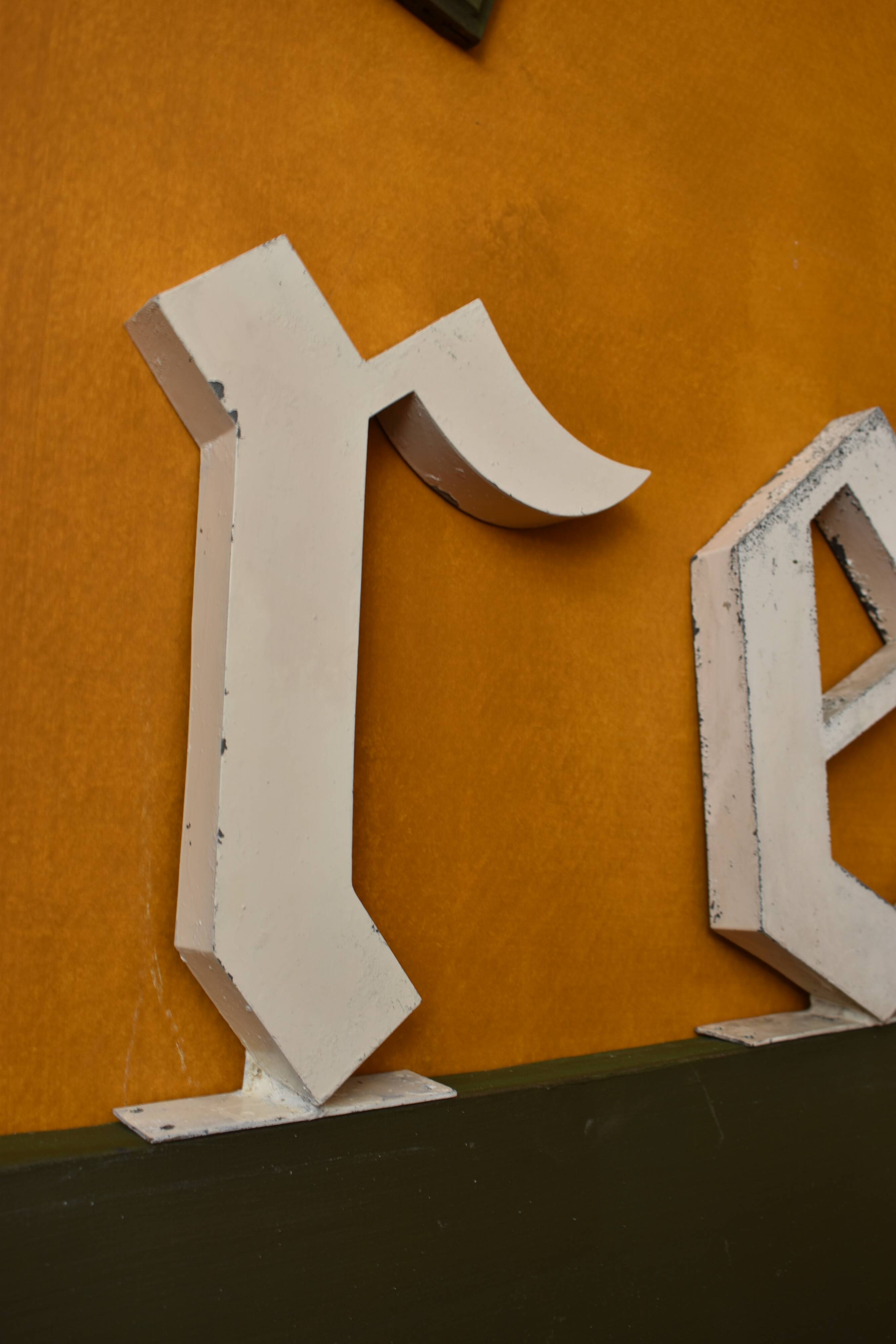 Letters old sign industrial zinc