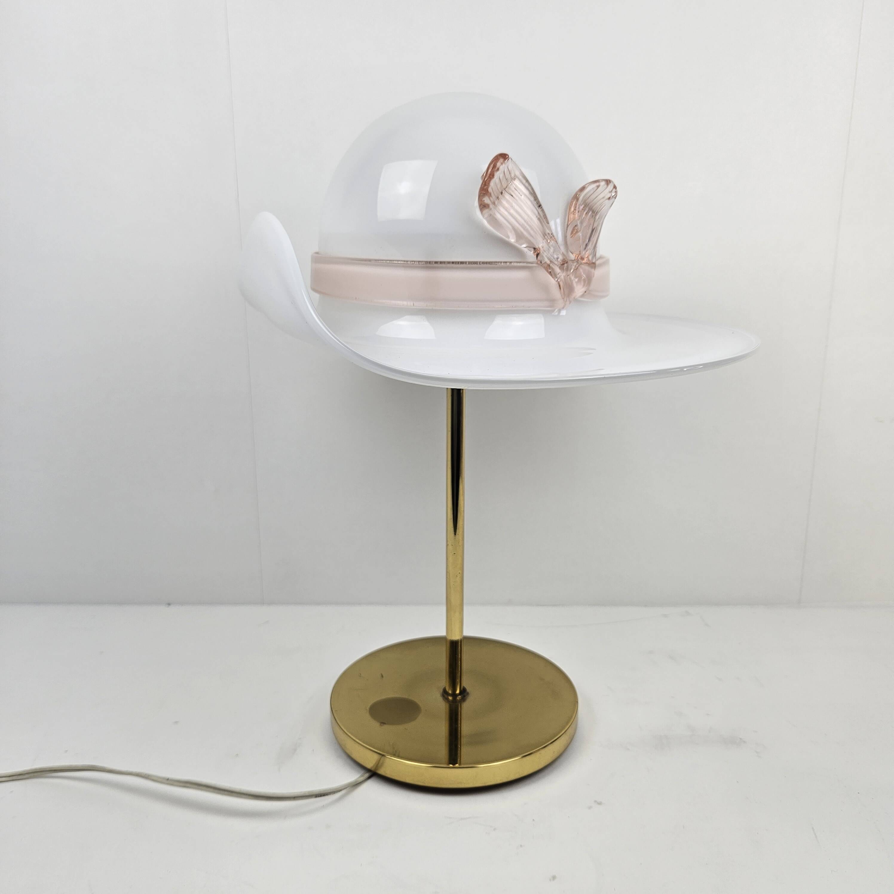 Table Lamp with Brass and Murano Glass, Italy 1970's