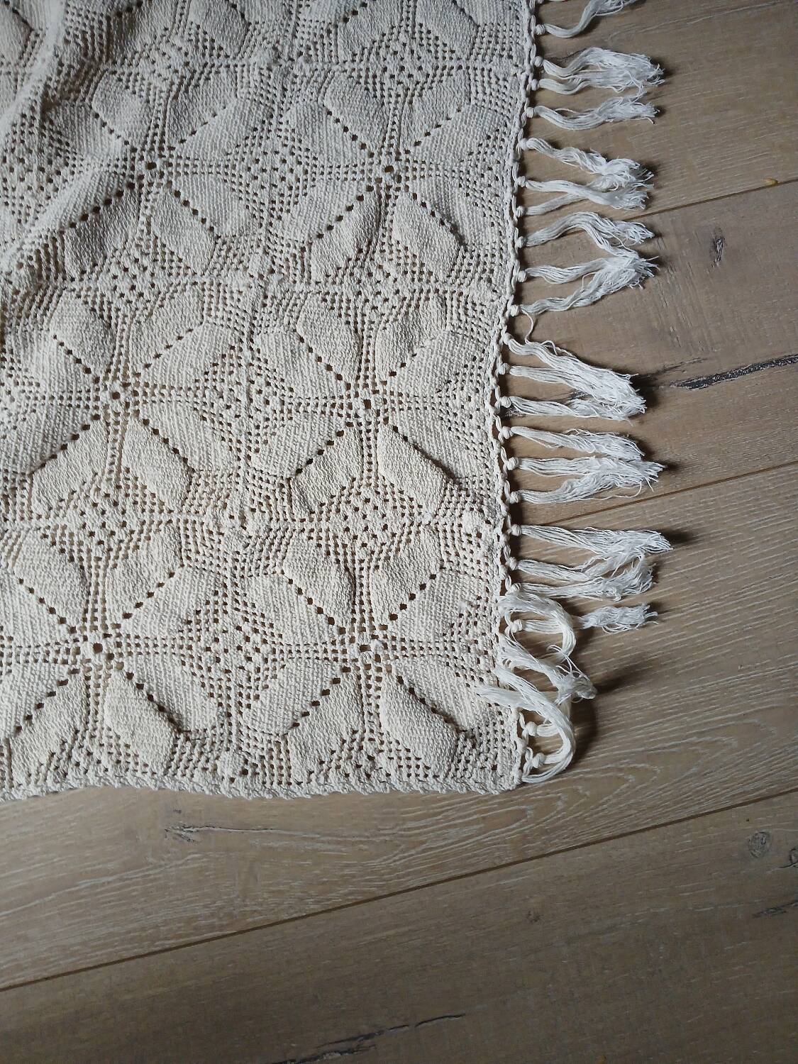 Plaid ancien en crochet fait main