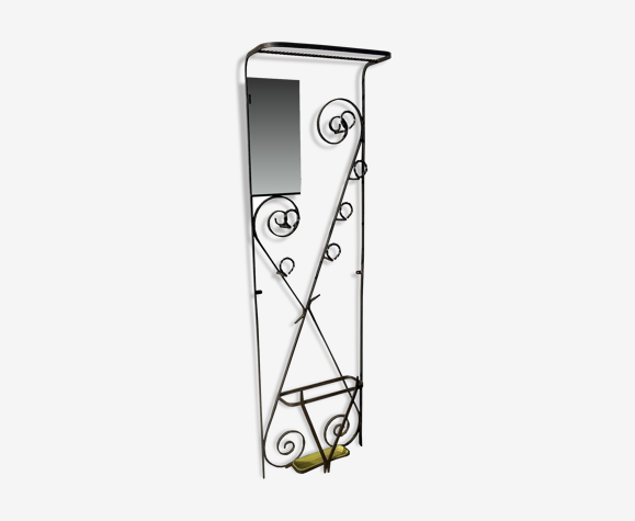 Porte-manteau porte-parapluie, porte-chapeaux années 50 en fer forgé
