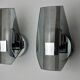 Pair of veca wall lamps, black murano glass, italy 1970