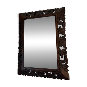 Carved wooden mirror