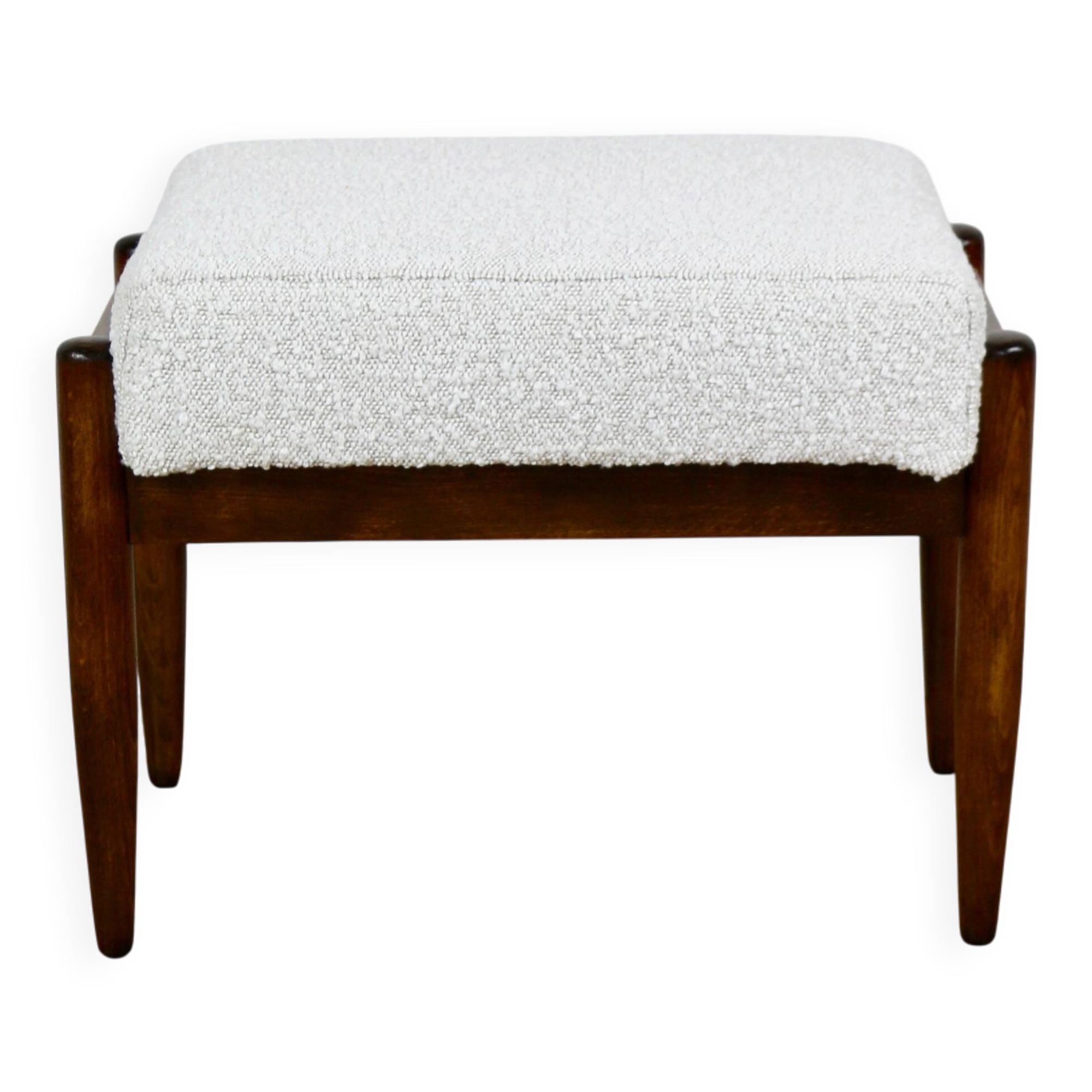 Edmund Homa stool, cream ivory white boucle seat - 2 pieces available
