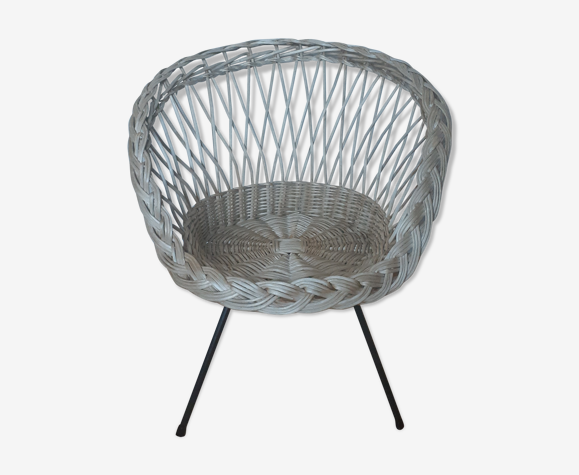 Fauteuil en rotin adulte pieds métal