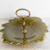 Plat à fruits en barbotine, faïence de Sarreguemines , coupe