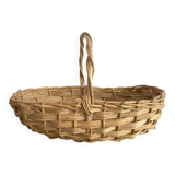 Flat bottom woven wicker basket
