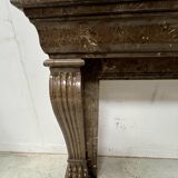 Napoleon III fireplace with claw feet in speckled marble, 19th century.