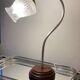 Metal and wood gooseneck table lamp