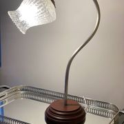 Metal and wood gooseneck table lamp