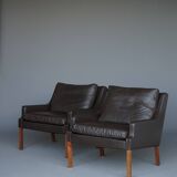 x2 Danish Armchairs in Leather by Georg Thams, Denmark 1960s